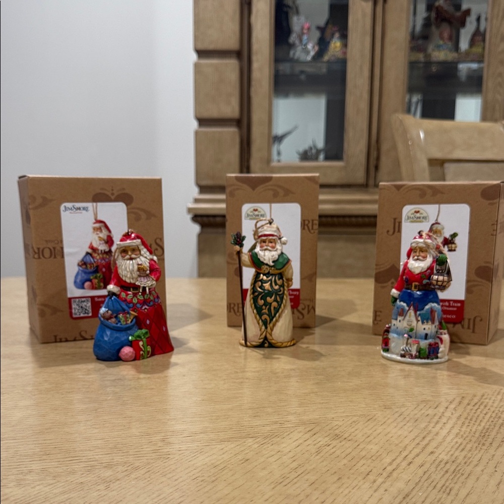Jim Shore Festive Santa Figurine Trio